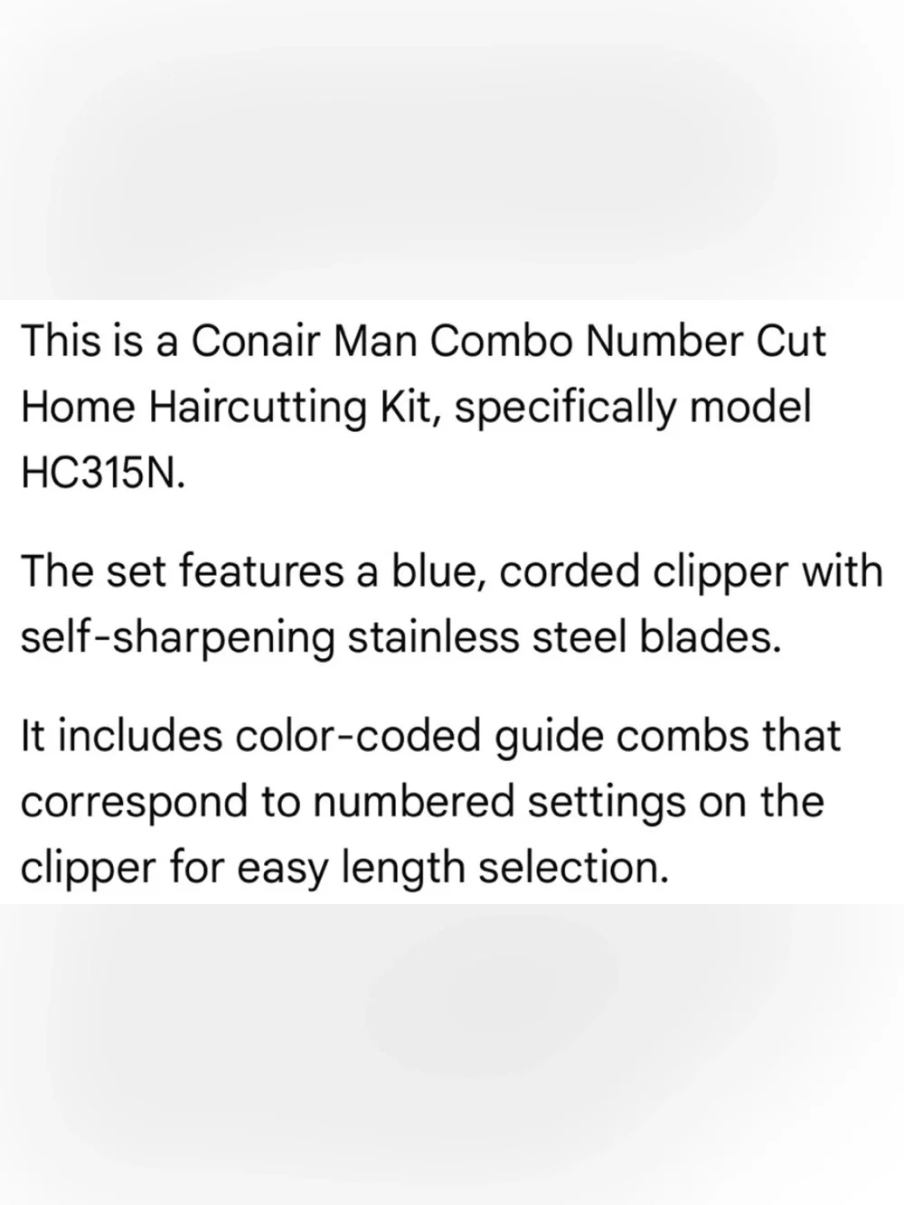 NIB Conair Man Combo Number Cut Home Haircutting Kit model HC315N.